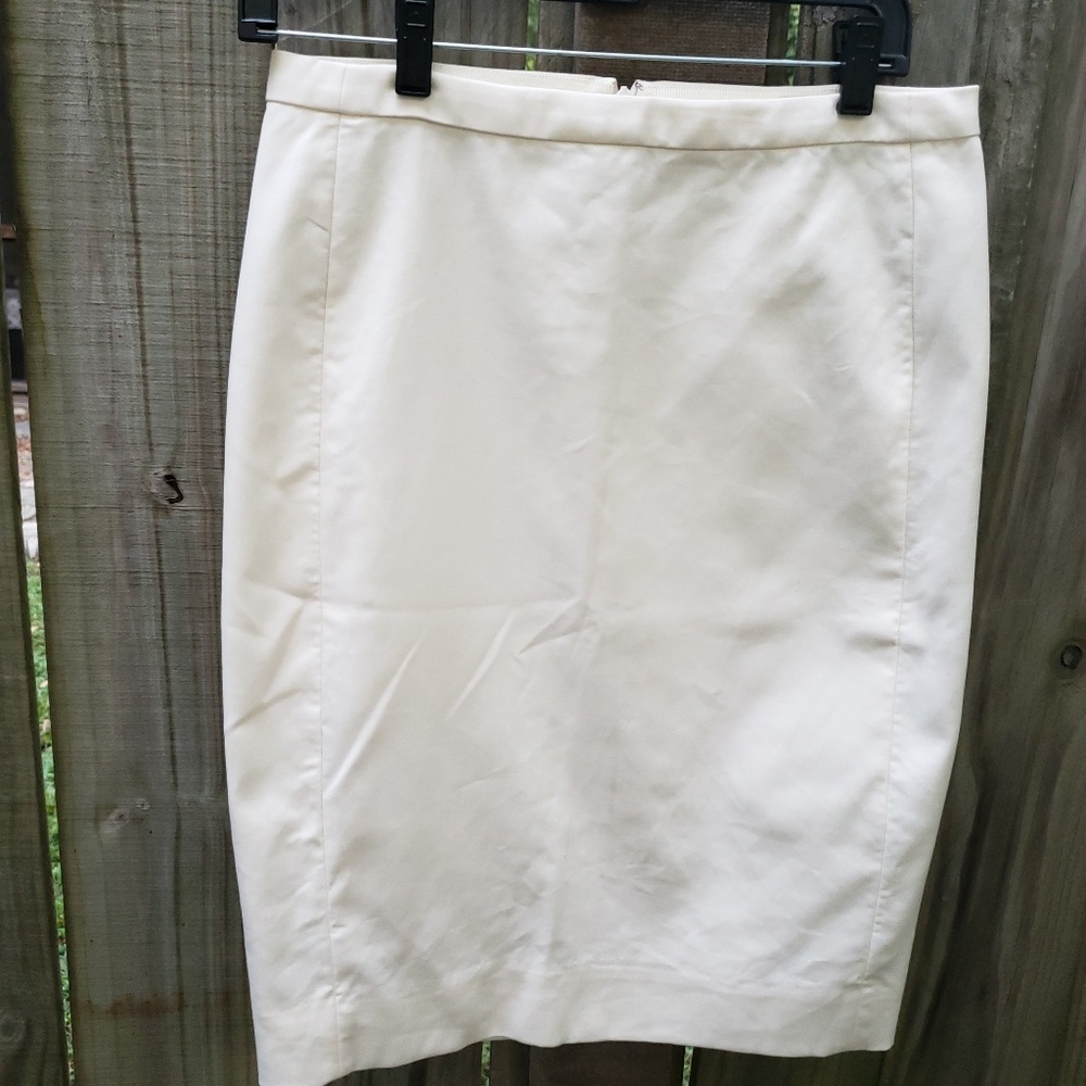 J crew cream pencil skirt